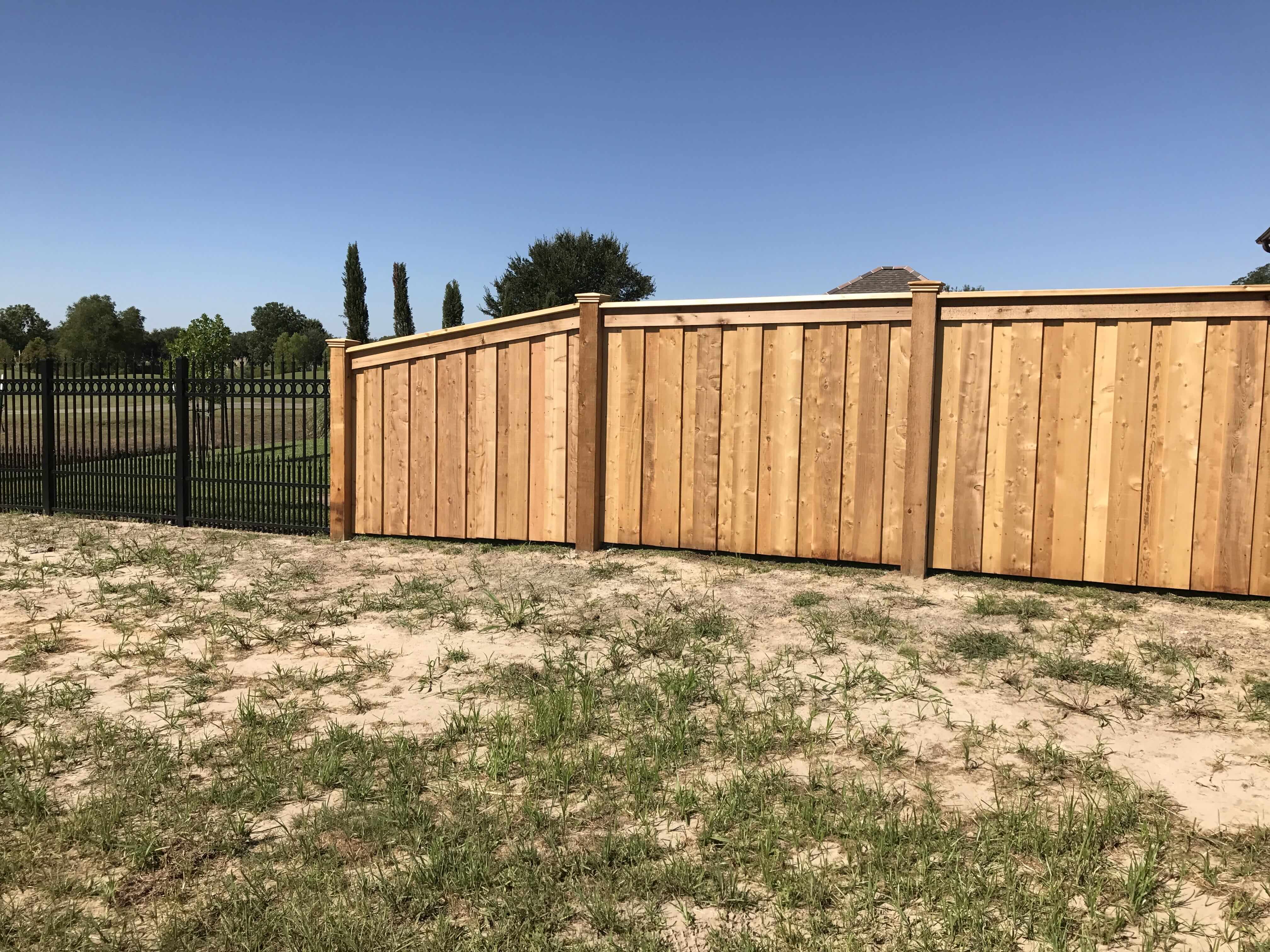 Custom 100% Cedar California-Style Fence with Cap and Trim