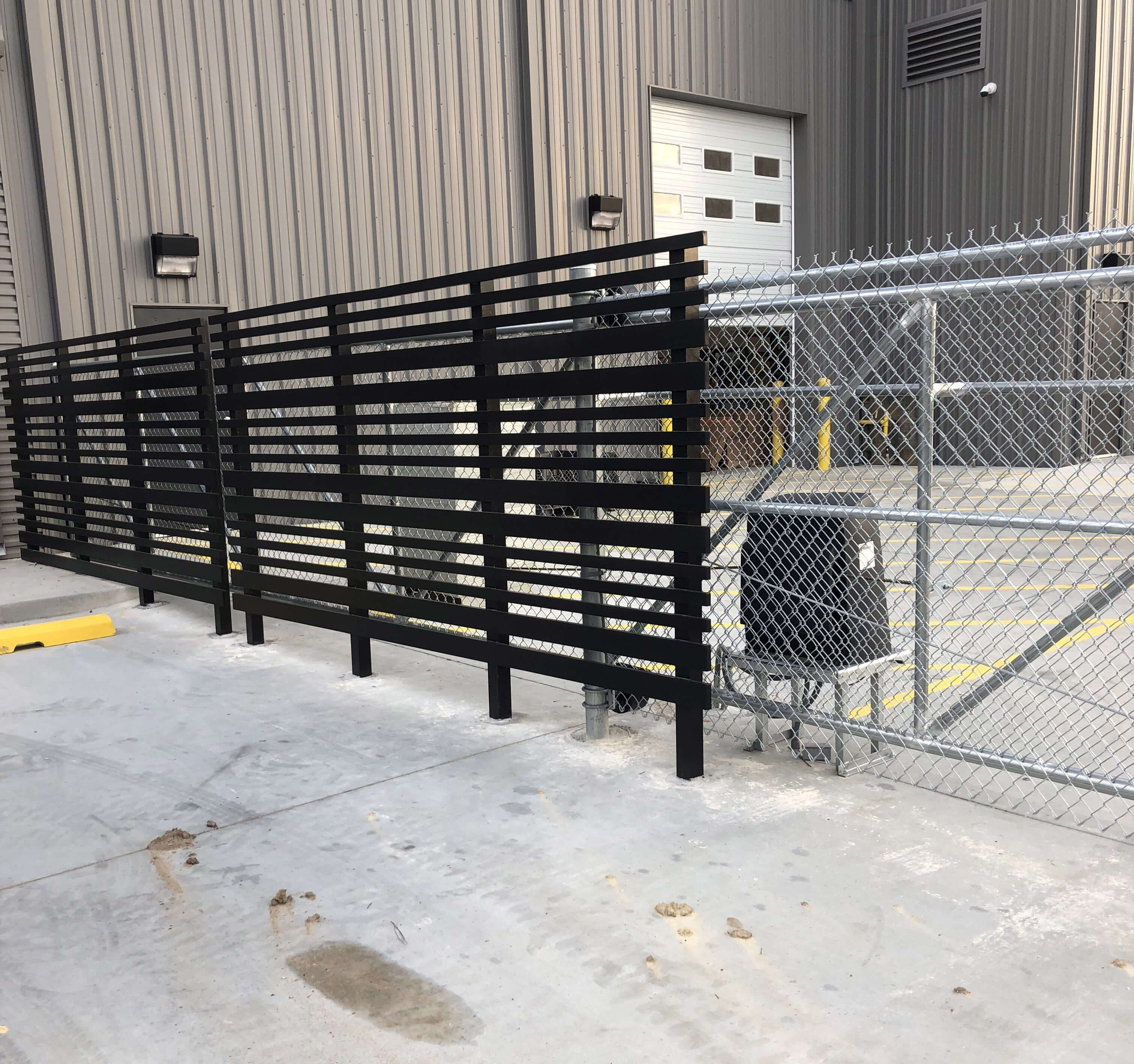 Custom Aluminum Screening with Automatic Chain Link Gate